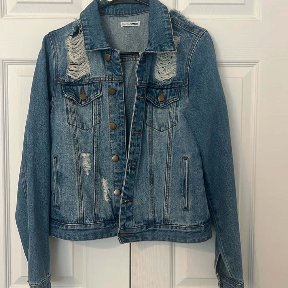 Fashion nova Denim distressed jacket